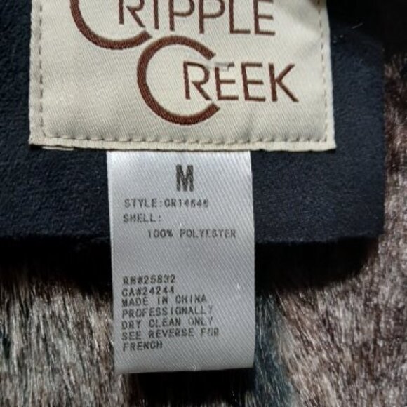 Cripple Creek Women's Faux Leather & Fur Vest Sleeveless Western Black Size M - Picture 8 of 8